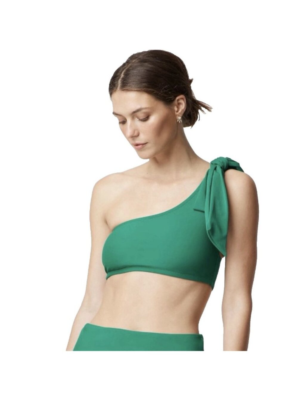 J.Crew One-Shoulder Bow Bikini Top Vibrant Green Jade Size Small NWT